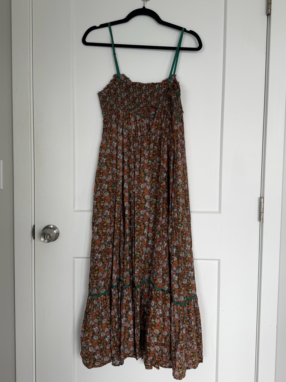 Free People Smocked Boho Floral Dress with Back Cutout & Pockets - Picture 6 of 7